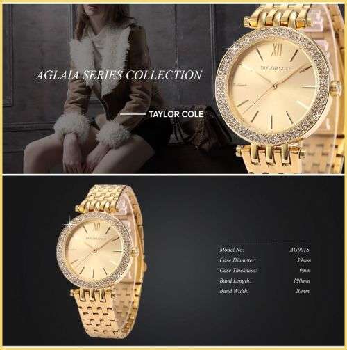 From UK** Magnifisant* Taylor Cole Lady Georgeos Steel Band Bracelet Luxury Watch*