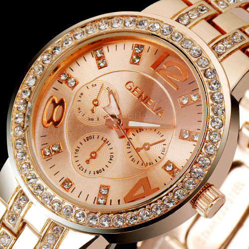 --********LADIES GENEVA FULL BLING DESIGNER STYLE  STAINLESS STEEL QUARTZ WATCH**