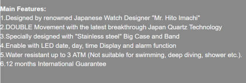 *** SHARK ARMY Brand Top ALL STEEL Date Day Men Analog Wrist Sport Watch*