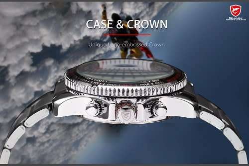 *** SHARK ARMY Brand Top ALL STEEL Date Day Men Analog Wrist Sport Watch*