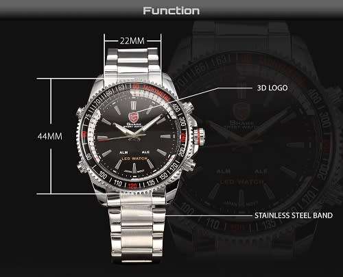 *** SHARK ARMY Brand Top ALL STEEL Date Day Men Analog Wrist Sport Watch*