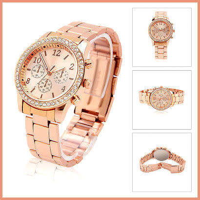 -***LADIES GENEVA BLING DESIGNER STYLE  STAINLESS STEEL QUARTZ WATCH**