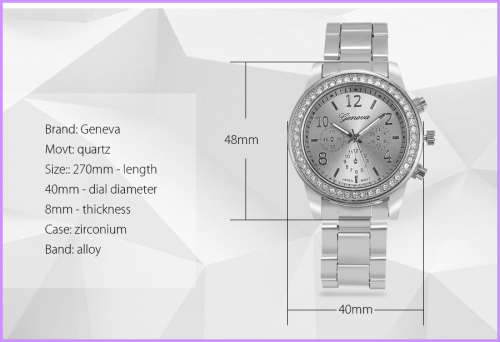 -***LADIES GENEVA BLING DESIGNER STYLE  STAINLESS STEEL QUARTZ WATCH**