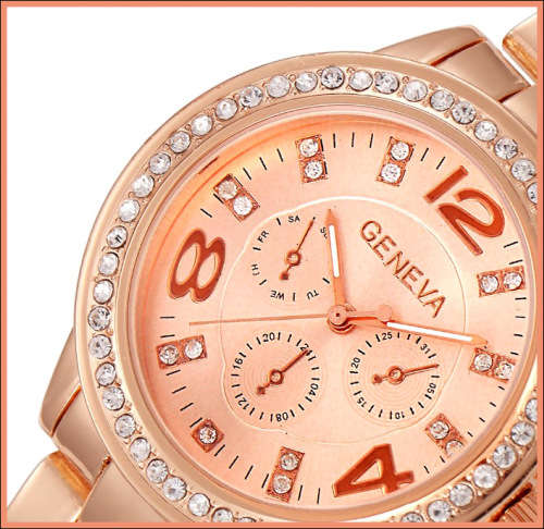 -***LADIES GENEVA BLING DESIGNER STYLE  STAINLESS STEEL QUARTZ WATCH**