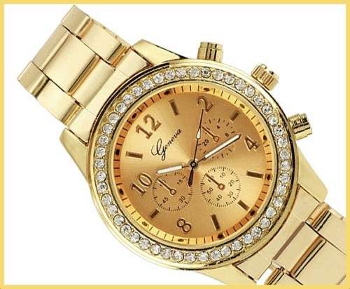 --********LADIES GENEVA BLING DESIGNER STYLE  STAINLESS STEEL QUARTZ WATCH**