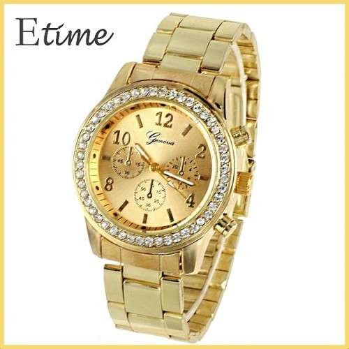 --********LADIES GENEVA BLING DESIGNER STYLE  STAINLESS STEEL QUARTZ WATCH**