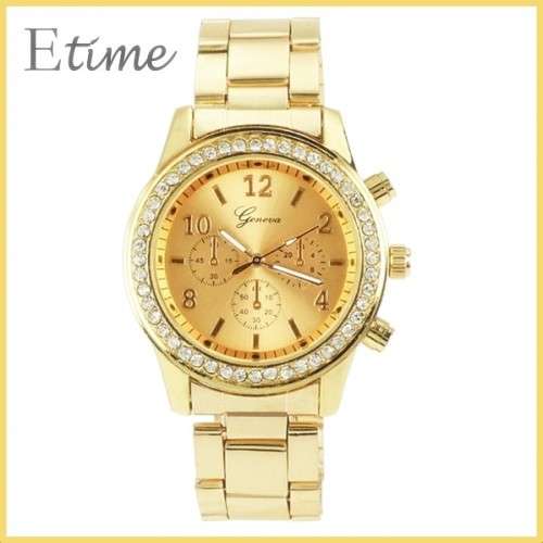 --********LADIES GENEVA BLING DESIGNER STYLE  STAINLESS STEEL QUARTZ WATCH**
