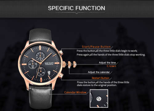 Megir 2011 - Chronograph Watch * 6 HANDS*