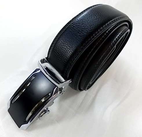 ** Men **Silver & Black Buckle** leather collection  automatic Buckle  Fashion Waist Belt   *