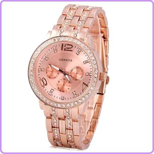 **LADIES GENEVA BIG DIAL FULL BLING DESIGNER STYLE STAINLESS STEEL QUARTZ WATCH**
