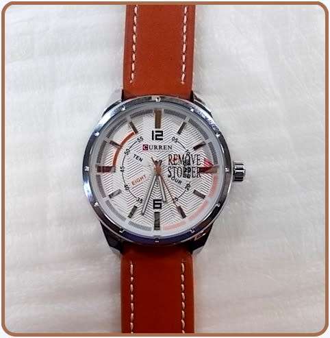 *** New Masculine CURREN 8211 Elegant Mens White Dial  Quartz Watch  Leather Band