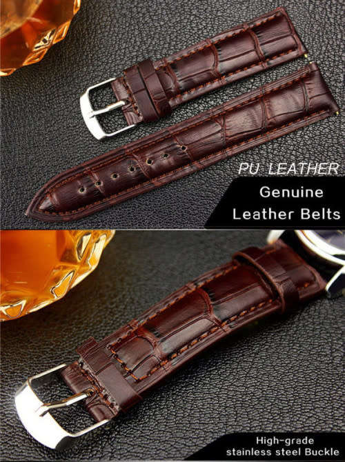 ***Men Elegant  Stainless Steel "SKELETON" Wrist Watch Brown Leather Band