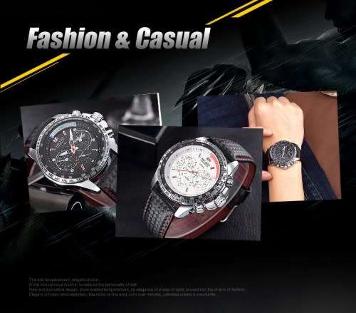 FREE SHIPPING* Megir Brand~M1010~ Black *Analog* Dial Leather Strap Military Watches ~