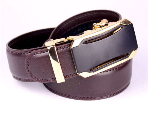 ** Men **Silver & Gold Buckle**Dark Bro leather collection  automatic Buckle  Fashion Waist Belt   *