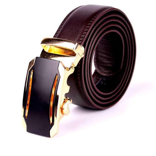 ** Men **Silver & Gold Buckle**Dark Bro leather collection  automatic Buckle  Fashion Waist Belt   *