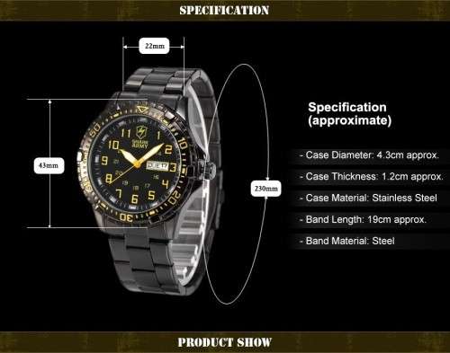 *** SHARK ARMY*ARIES SERIES* Brand Top ALL STEEL Date Day Men Analog Wrist Sport Watch*