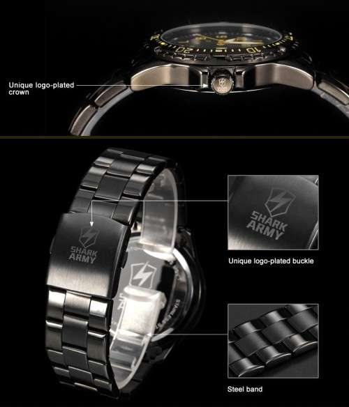 *** SHARK ARMY*ARIES SERIES* Brand Top ALL STEEL Date Day Men Analog Wrist Sport Watch*