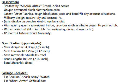 *** SHARK ARMY*ARIES SERIES* Brand Top ALL STEEL Date Day Men Analog Wrist Sport Watch*