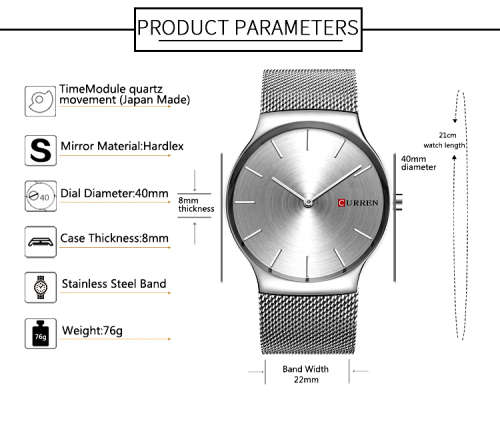 ** CLASSIC -Titanium Emperor by CURREN® ROSE GOLD & BLACK