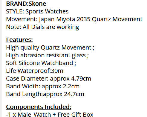 *SKONE 7427EG02 4188  Chronograph* 6 hands* Stylish Pin Buckle Male Watch  -  BLACK