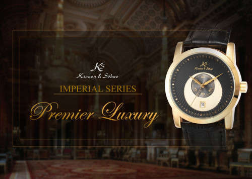 **KS Fashion Men's Date Gold Black Strap Automatic Mechanical Leather Sport Wrist Watch