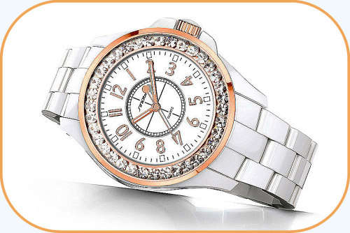 -***$59* --***LADIES **SWAROVSKI CRYSTAL ENCRUSTED ~SINOBI~GOLD/WHITE  QUARTZ Watch -