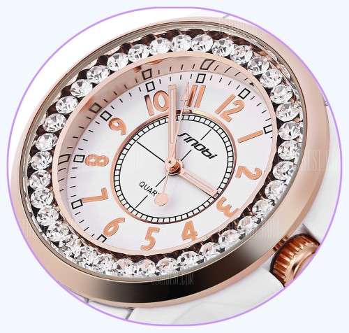 -***$59* --***LADIES **SWAROVSKI CRYSTAL ENCRUSTED ~SINOBI~GOLD/WHITE  QUARTZ Watch -