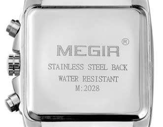 *Megir 2028 - Chronograph Watch * 6 HANDS*  Genuine Leather Strap * Black*