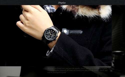 From UK*  Taylor Cole Lady *6 Hands Mulifunction* Black/Gold Steel Band Bracelet Luxury Watch*