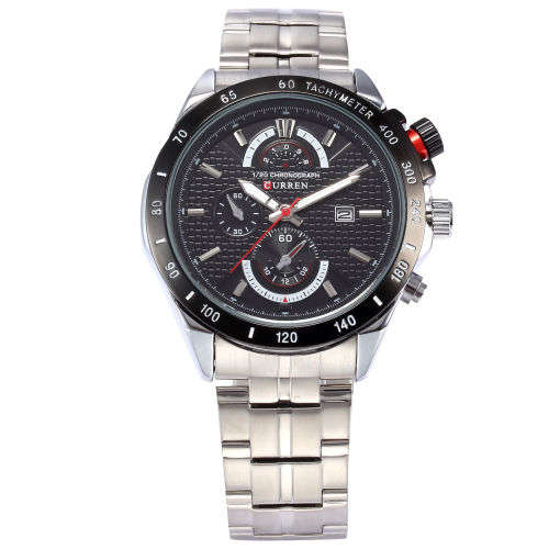 ** ALL STEEL 8148 **  by CURREN®  SILVER & BLACK