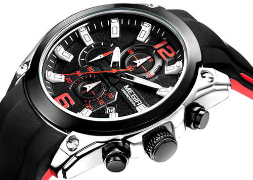 *Megir 2063G -New Generation~Multifunction  Chronograph Watch * 6 HANDS* Rubber Strap*( 2 OPTIONS )