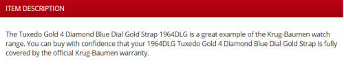 **NEW RRP £585 **Ladies*Krug-Baumen 1964DLG Tuxedo Gold 4 Diamond Blue Dial Gold Strap