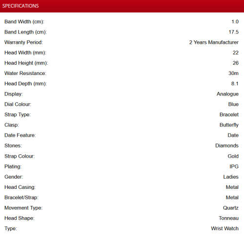 **NEW RRP £585 **Ladies*Krug-Baumen 1964DLG Tuxedo Gold 4 Diamond Blue Dial Gold Strap