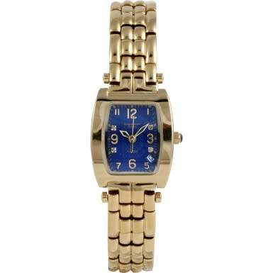 **NEW RRP £585 **Ladies*Krug-Baumen 1964DLG Tuxedo Gold 4 Diamond Blue Dial Gold Strap