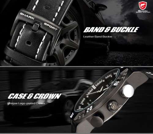 * SHARK Brand Top Kitefin  LED Digital  Date Day Leather Watch*