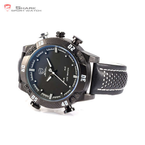 * SHARK Brand Top Kitefin  LED Digital  Date Day Leather Watch*