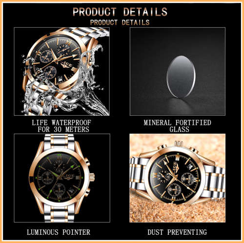 ** CLASSIC -  Relogio Masculion LIGE 9839 Top Luxury All Steel *6 Hands* Chronograph Watch Men