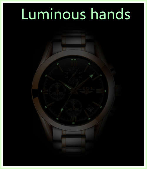 ** CLASSIC -  Relogio Masculion LIGE 9839 Top Luxury All Steel *6 Hands* Chronograph Watch Men