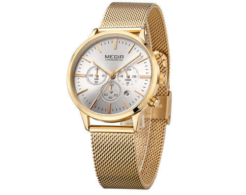 Megir 2011L  - Ladies Lovely Chronograph Watch * 6 HANDS* GOLD