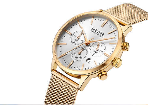 Megir 2011L  - Ladies Lovely Chronograph Watch * 6 HANDS* GOLD