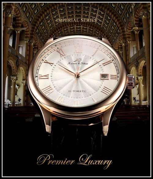 *KS Imperial* White Dial Gold Case Automatic Mechanical Mens ** Wrist Watch+Box*