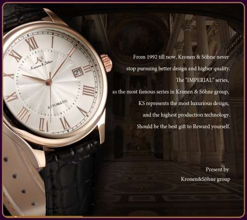 *KS Imperial* White Dial Gold Case Automatic Mechanical Mens ** Wrist Watch+Box*