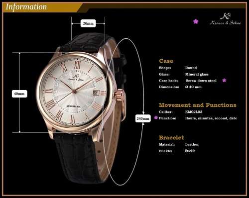 *KS Imperial* White Dial Gold Case Automatic Mechanical Mens ** Wrist Watch+Box*