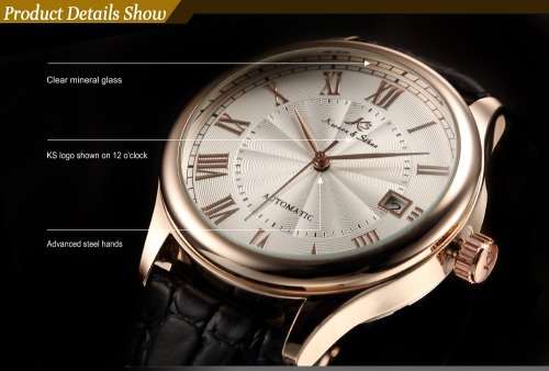 *KS Imperial* White Dial Gold Case Automatic Mechanical Mens ** Wrist Watch+Box*