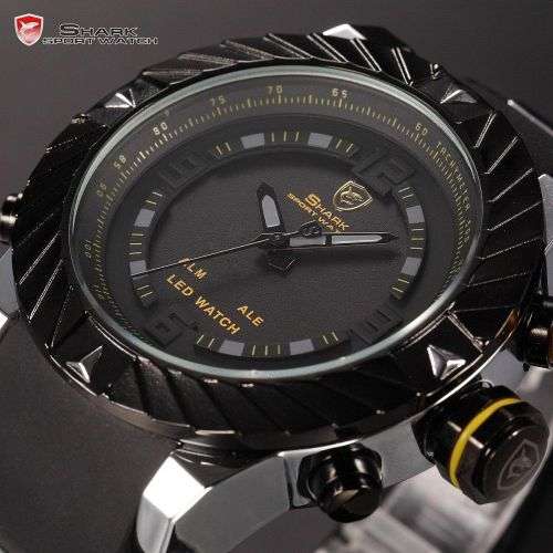 *$70* GOBLIN SHARK** - Men Dual Time Quartz Wrist Watch~ Real Musculine & Big**