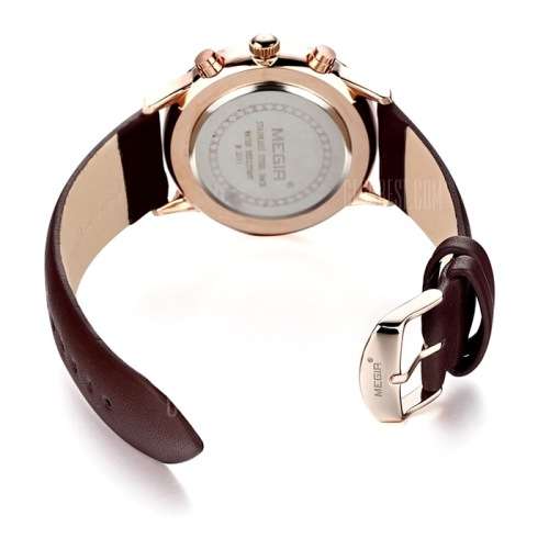 *  Megir 2011 - Chronograph Watch * 6 HANDS*Genuine Brown Leather Strap*