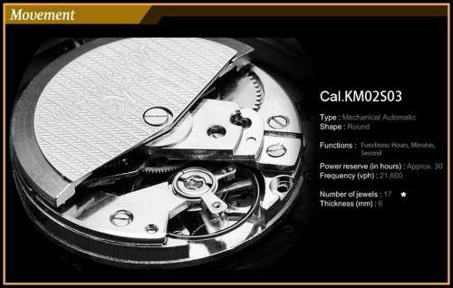 *KS Navigator Mens Stainless Steel Skeleton Dial Automatic Mechanical Sport Watch