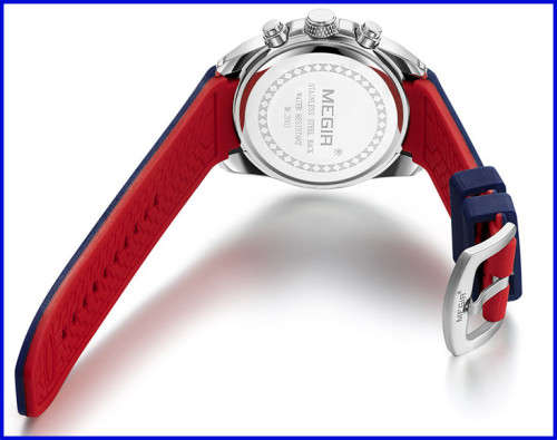 *Megir 2063G -*Big Dial* Multifunction  Chronograph Watch * 6 HANDS* Rubber Strap*