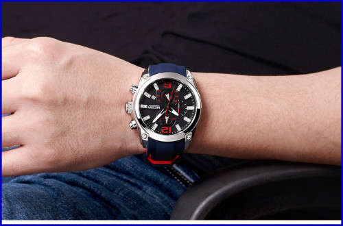*Megir 2063G -*Big Dial* Multifunction  Chronograph Watch * 6 HANDS* Rubber Strap*