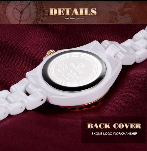 **SKONE BRAND 5003* BIG DIAL* Crystal Splendor Quartz Watch with Ceramic Band* *